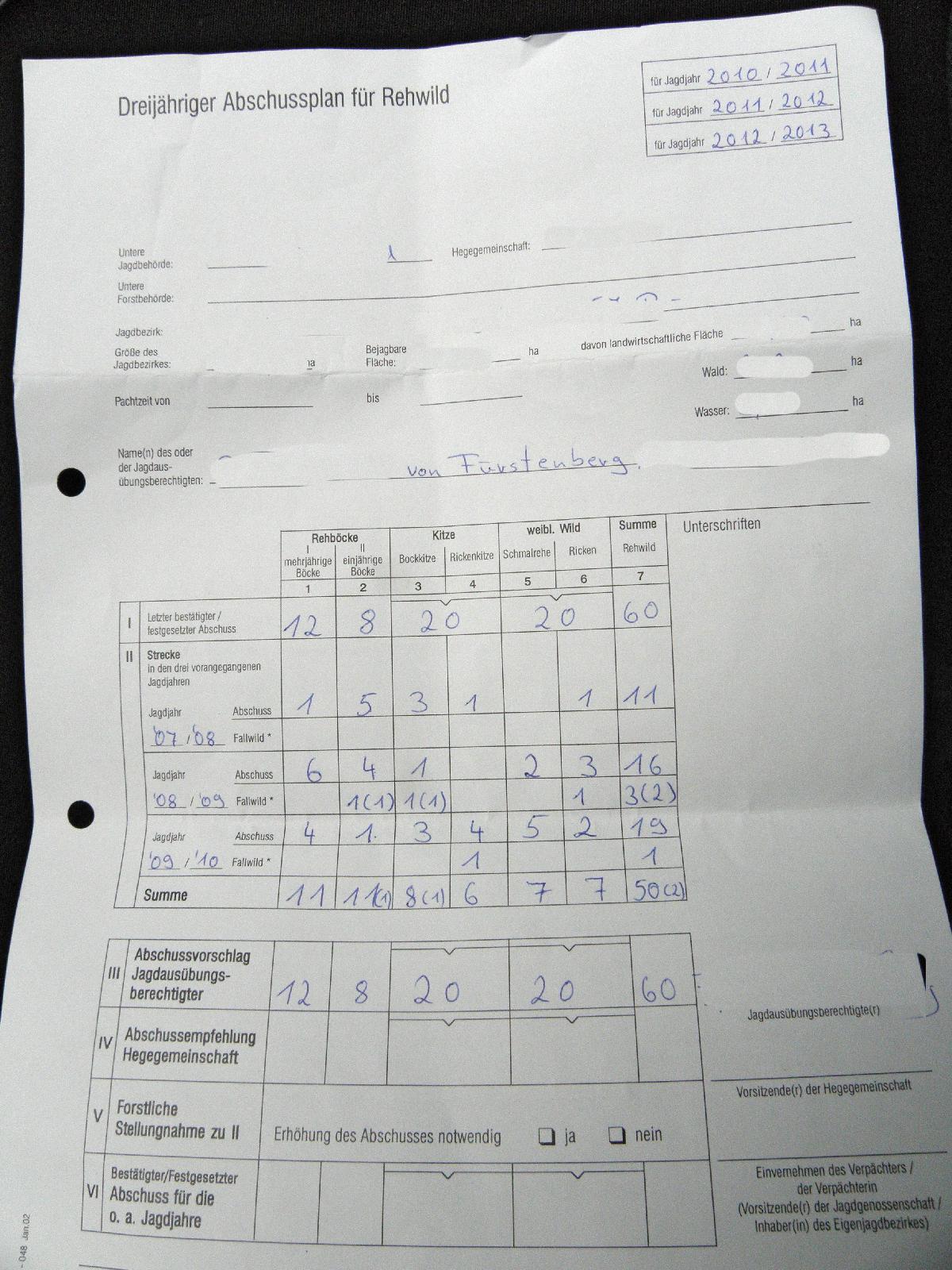 Abschussplan